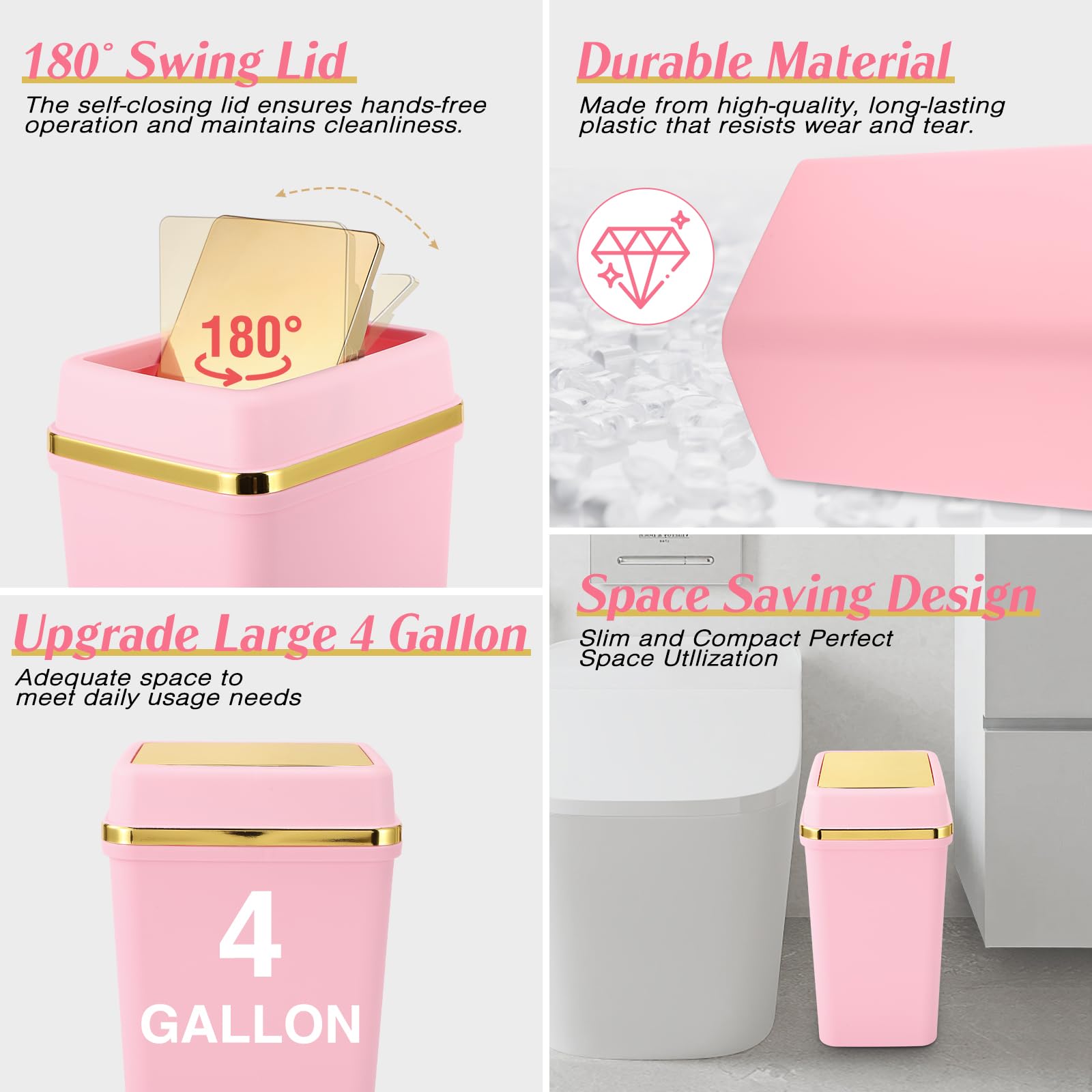 WSBArt pink trash can lid detail demonstrating close fit and odor control