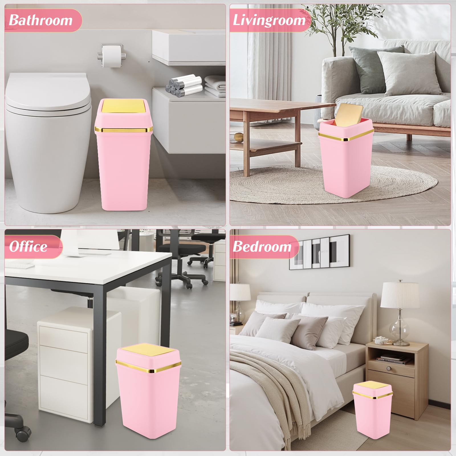 WSBArt pink trash can material texture showing durable ABS construction