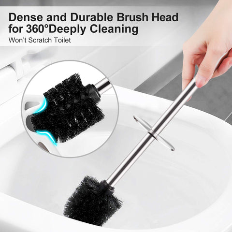 Wsedor toilet brush in use reaching under rim for thorough cleaning