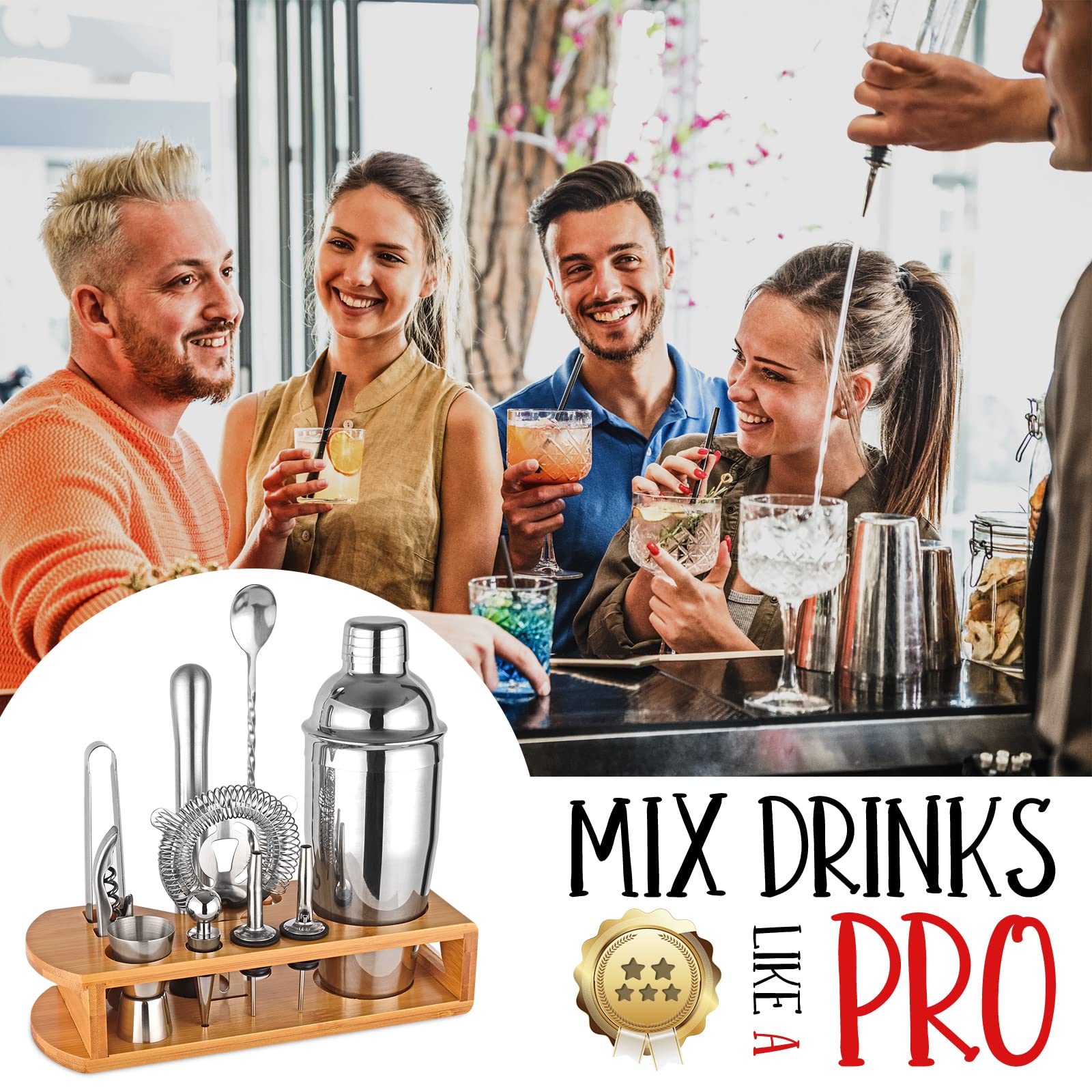 Wukuna bar tools in use stirring a cocktail, demonstrates effortless professional mixing
