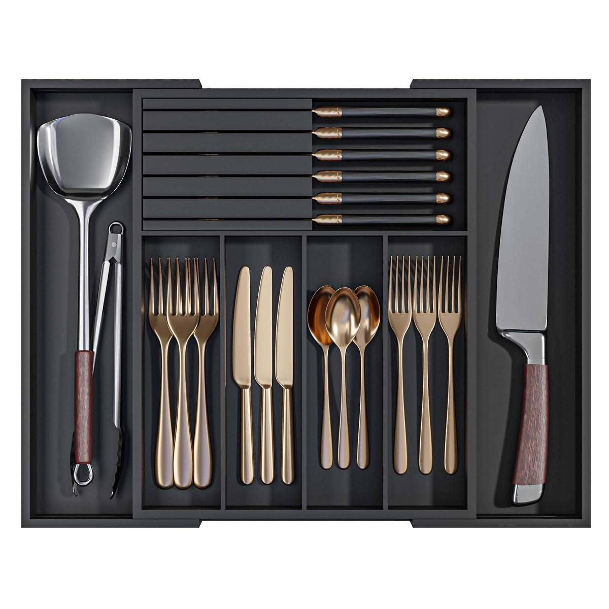WUSHIZHUHUN front packaging showing bamboo tray and compartments for easy organization