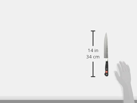 Wüsthof Classic carving set on a serving table in a kitchen, ideal for dinner presentation