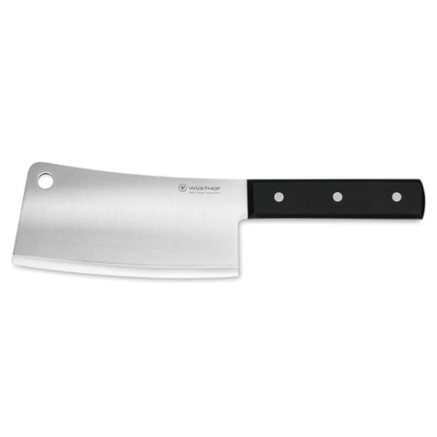 Wüsthof cleaver front view showing full blade and practical benefit of heavy-duty cutting