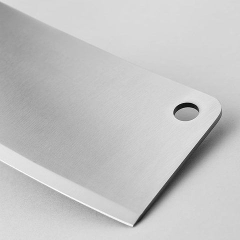 Wüsthof cleaver next to ruler showing size for accurate selection and storage