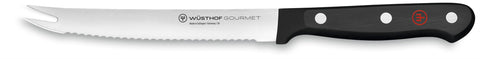 Wüsthof front view of 5-inch tomato knife showing balanced design and precision