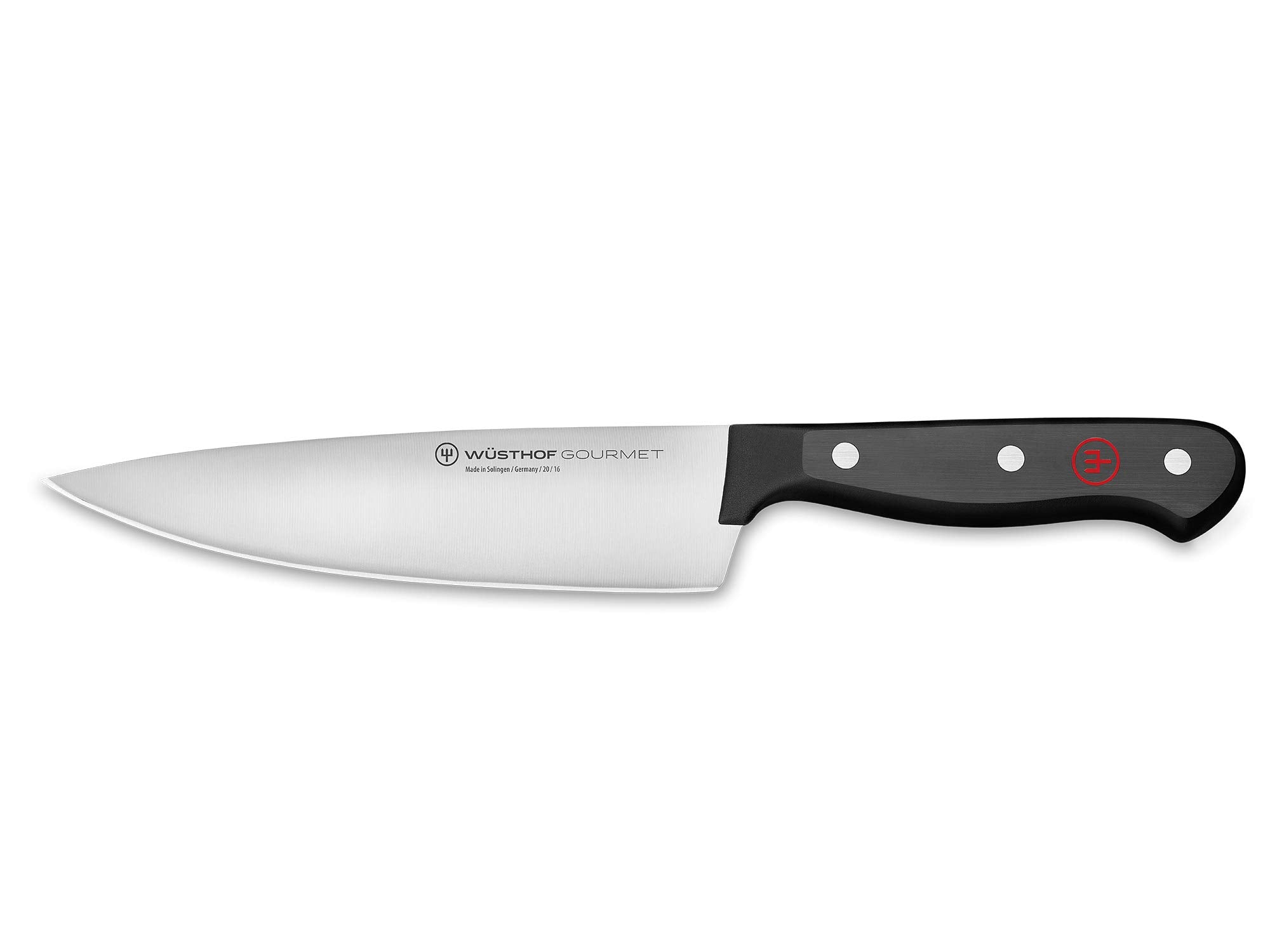 Wüsthof 6" Gourmet chef's knife front view showing balanced profile and utility