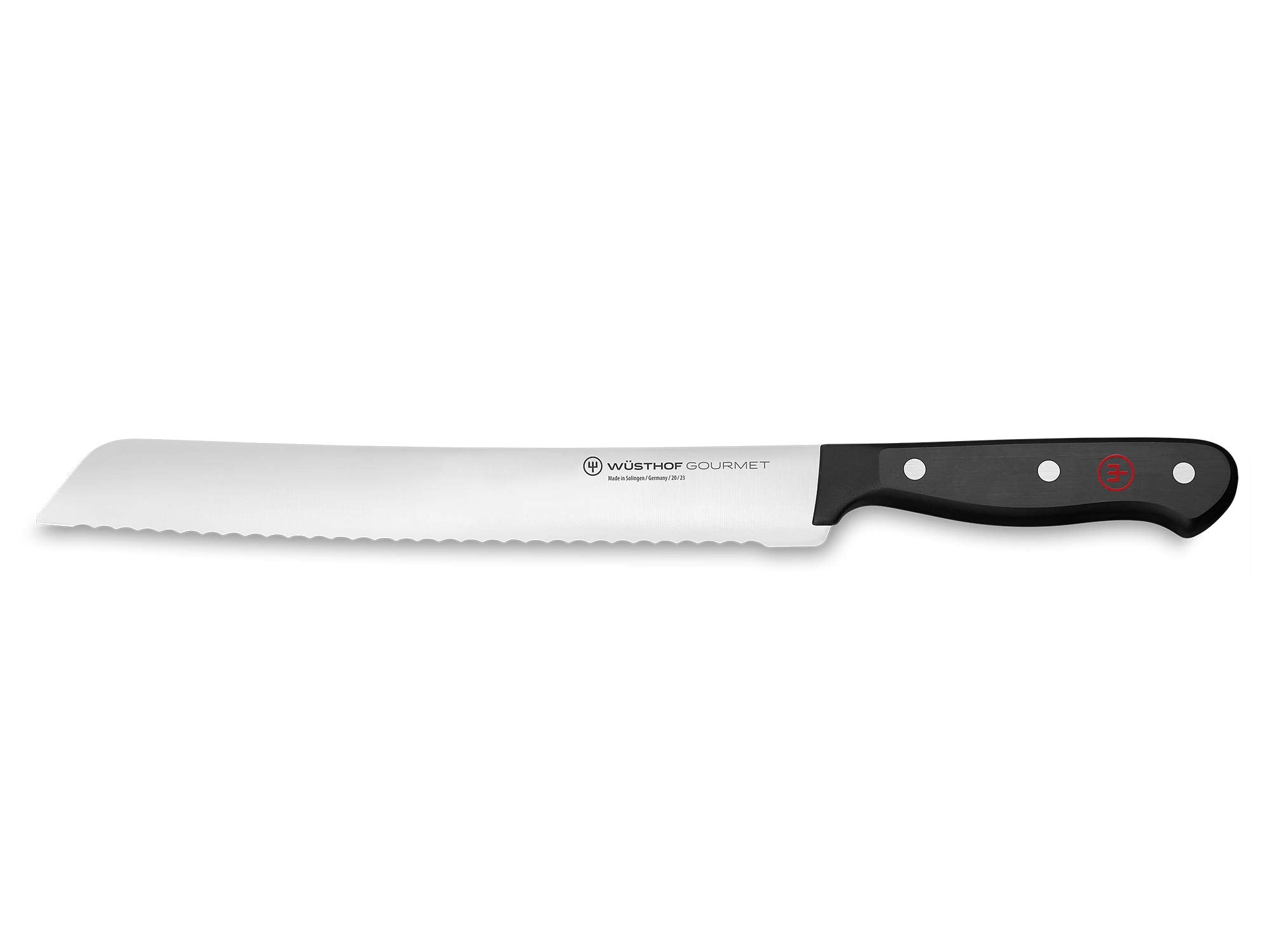 Wüsthof front view of 9-inch bread knife showing blade and handle for precise slicing