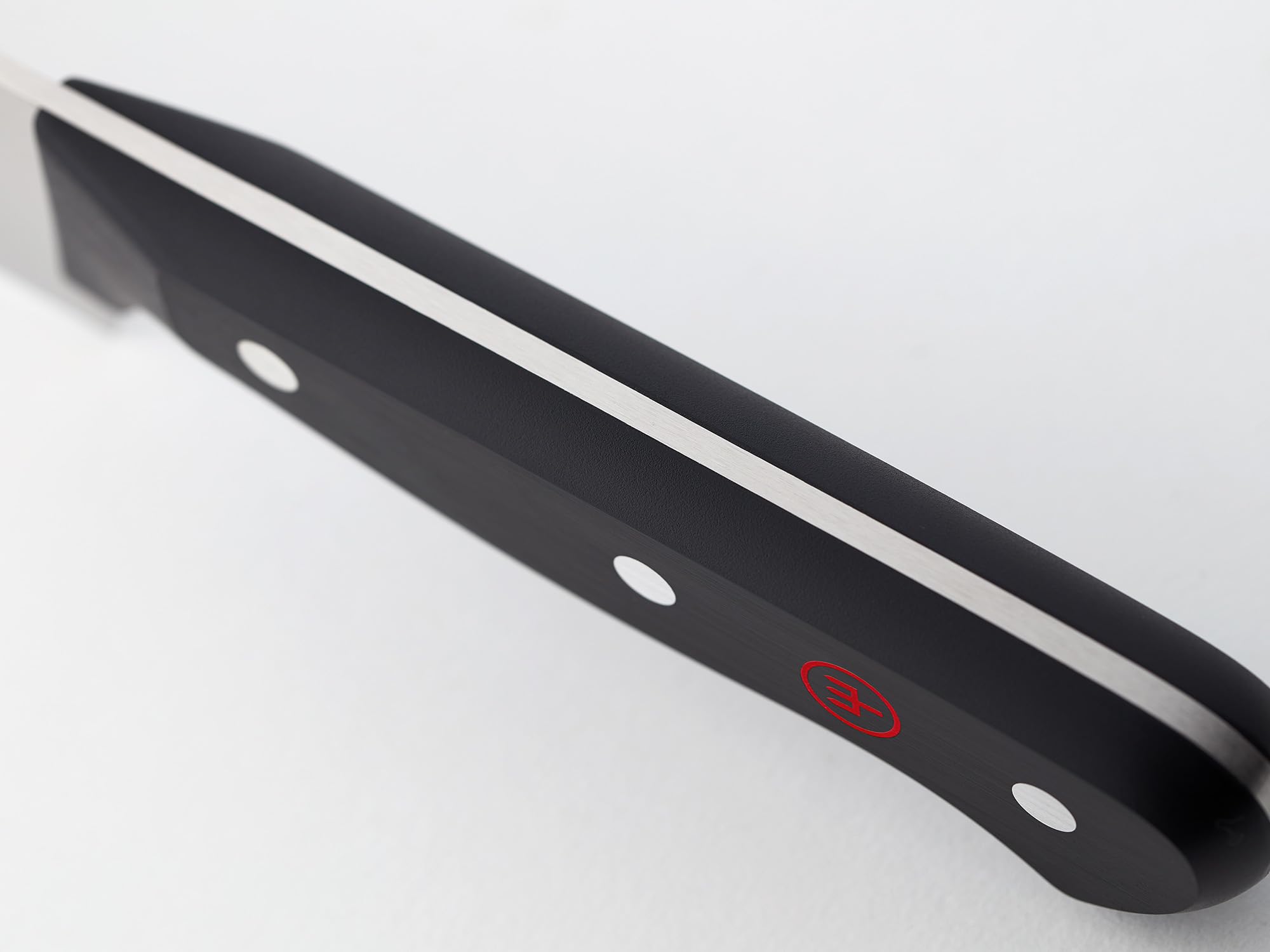 Wüsthof close-up of laser-cut blade edge showing precision and sharpness