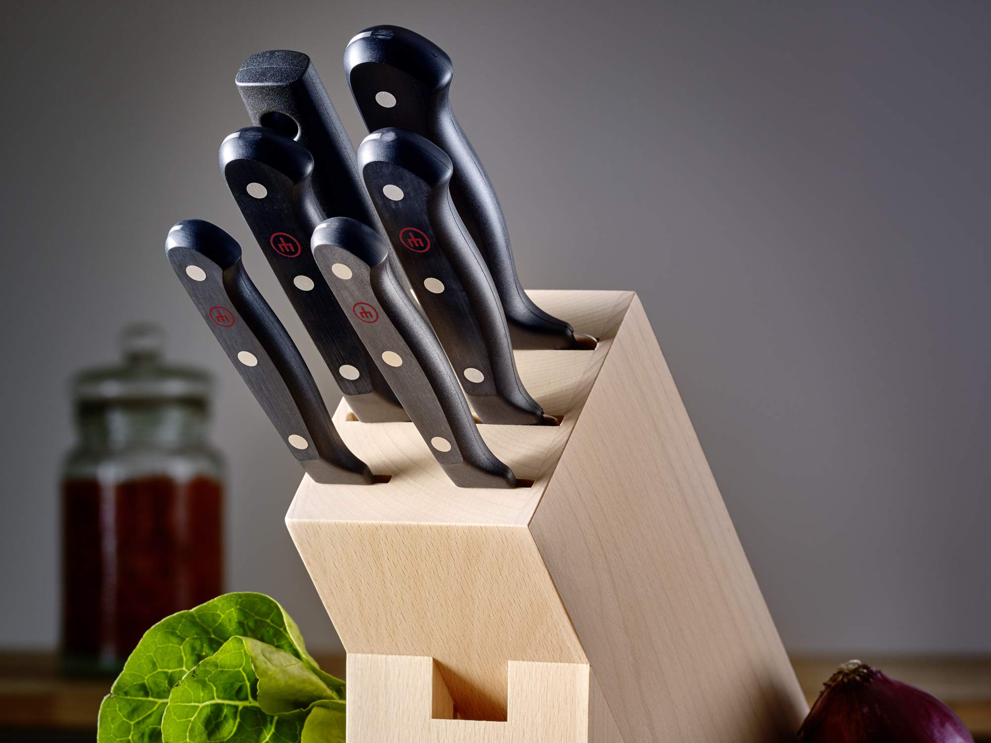 Wüsthof knife on kitchen counter suggesting ready-to-use professional reliability