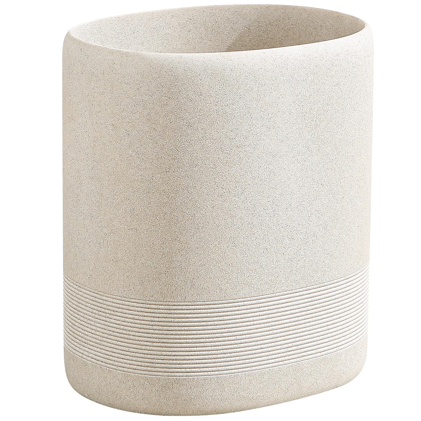 WUUAHOME front view of beige stone-look bin showing elegant modern design and tidy appearance