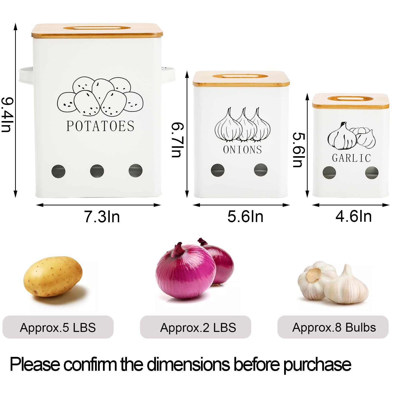 WUWEOT large tin filled with potatoes demonstrating generous capacity