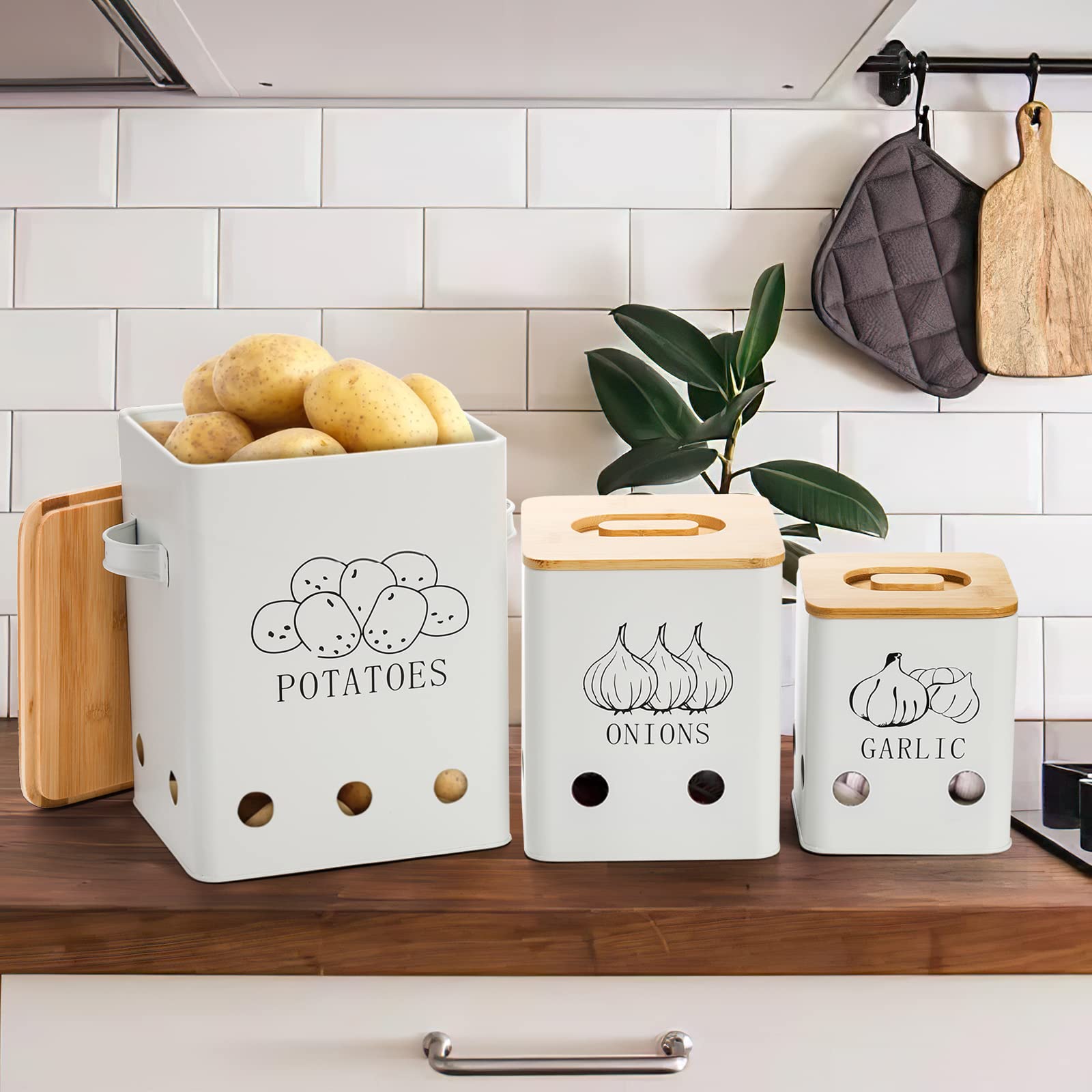 WUWEOT size comparison with potatoes and garlic showing scale and capacity