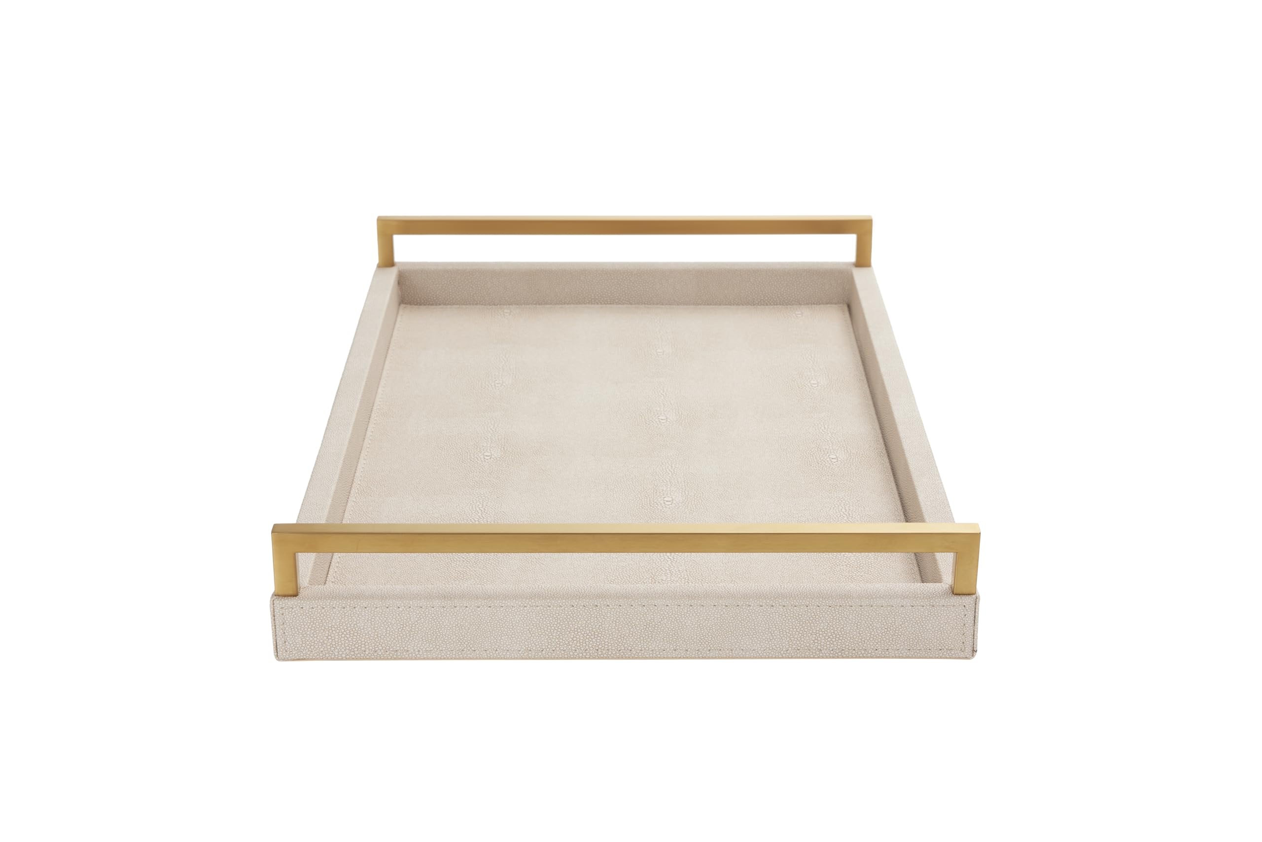 WV front view of ivory shagreen tray showing elegant shape and finish for versatile styling