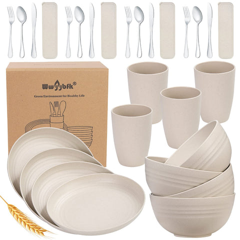 Wwyybfk front view of full 28-piece set showing coordinated beige components and convenience