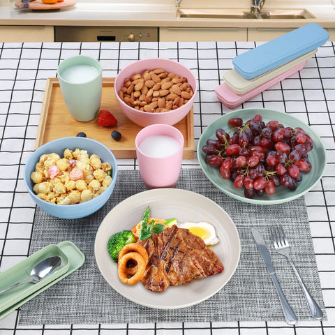 Wwyybfk table setting on wood table showing casual style and cohesive look