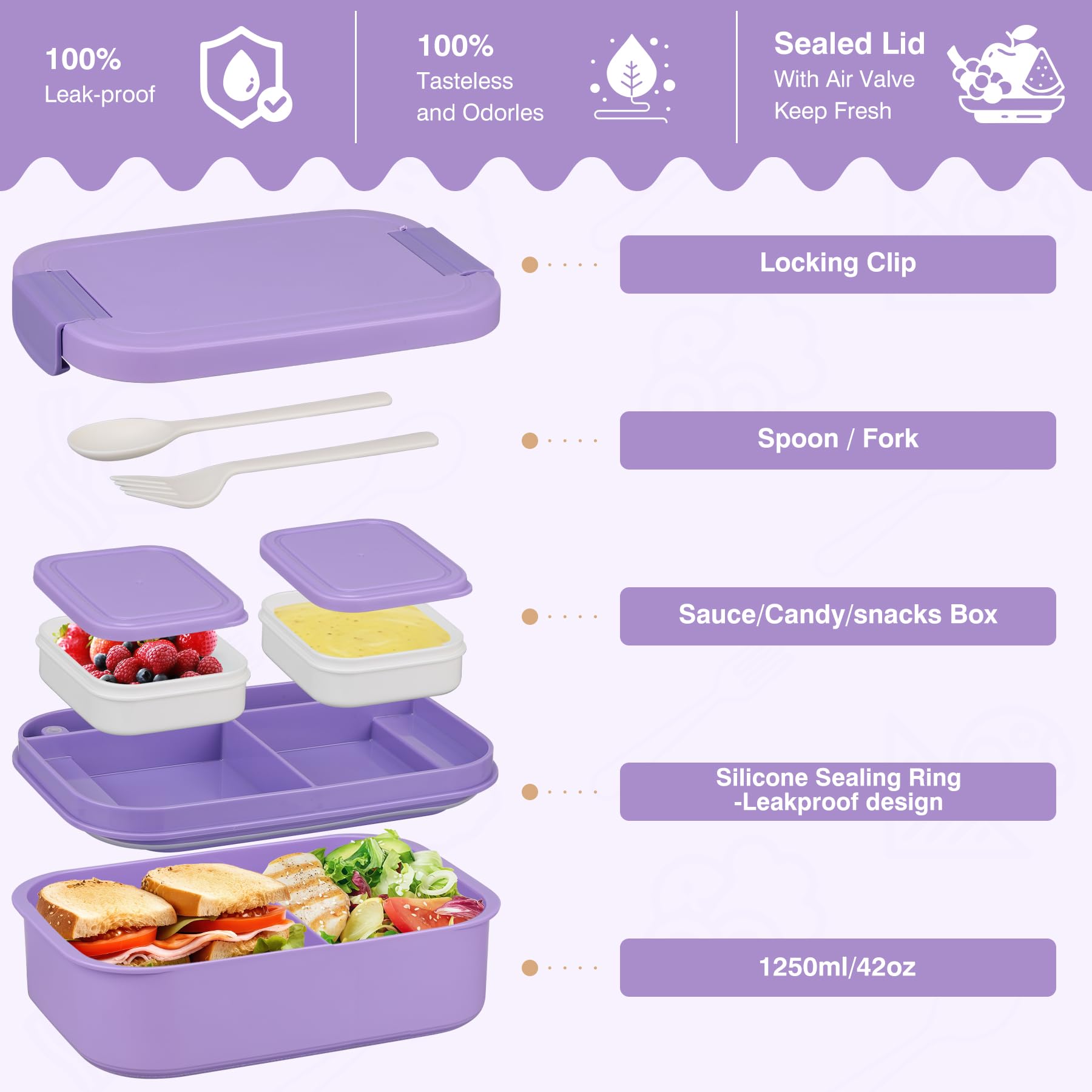 WyfKyd top view of bento compartments keeping foods separated and fresh