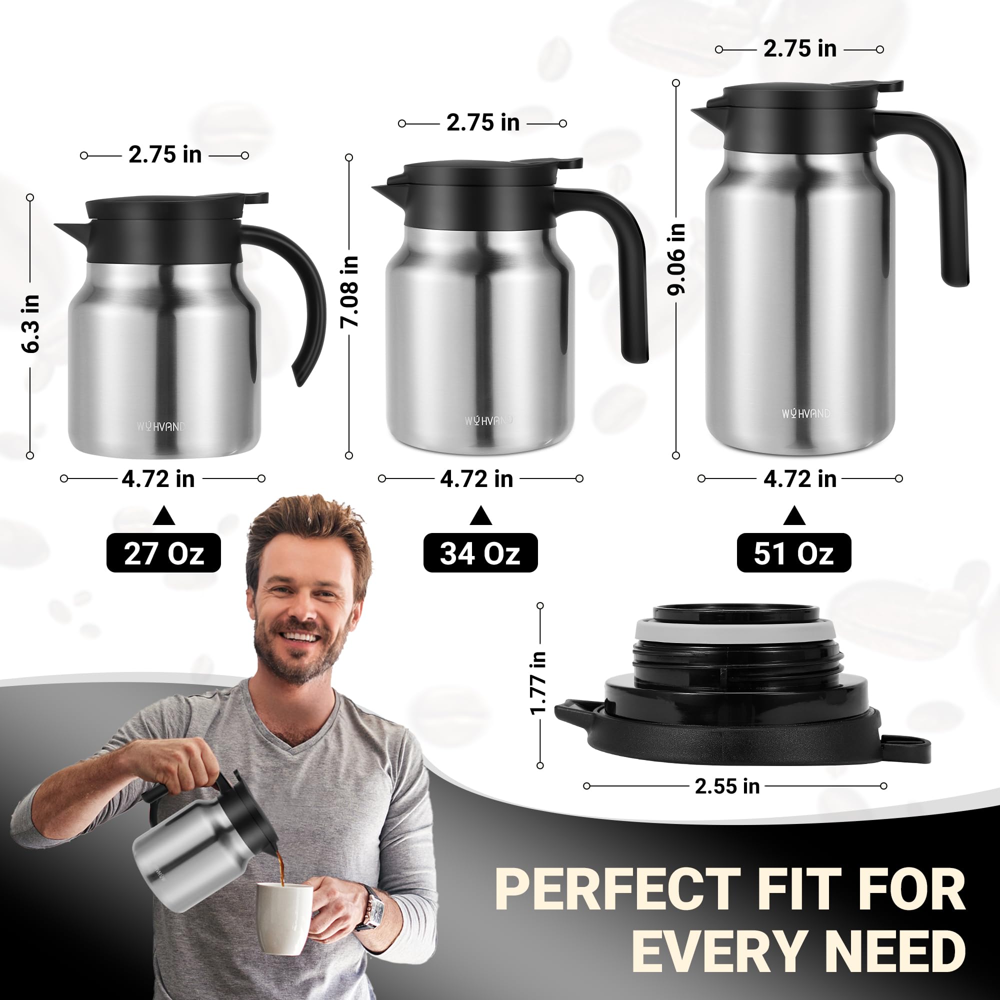 WYHVAND press-down lid detail with BPA-free marking for safe pouring