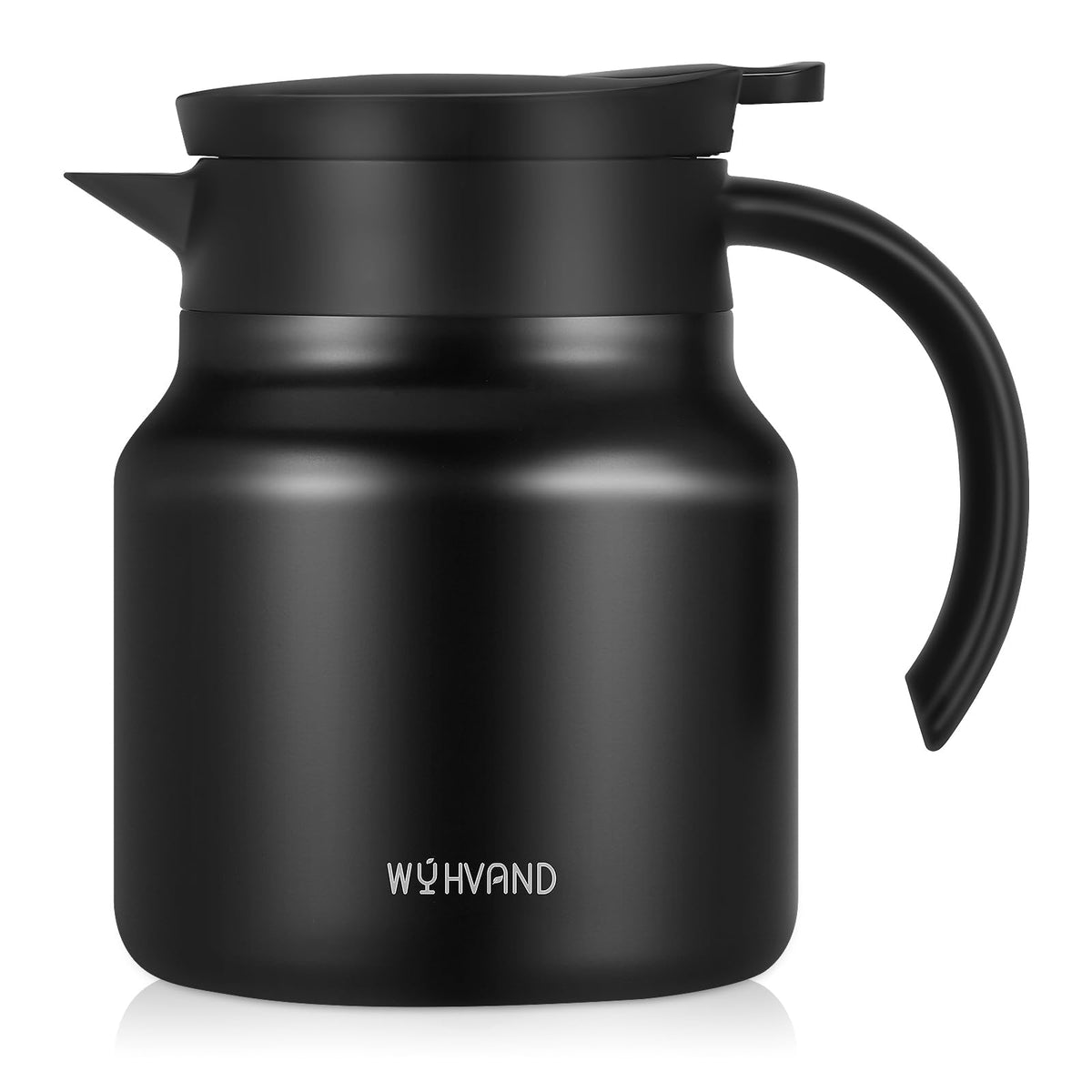 WYHVAND front view of carafe showing sleek black finish and compact profile