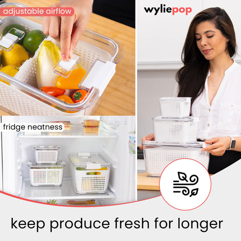 Wyliepop stacked containers in fridge showing tidy, vertical organization