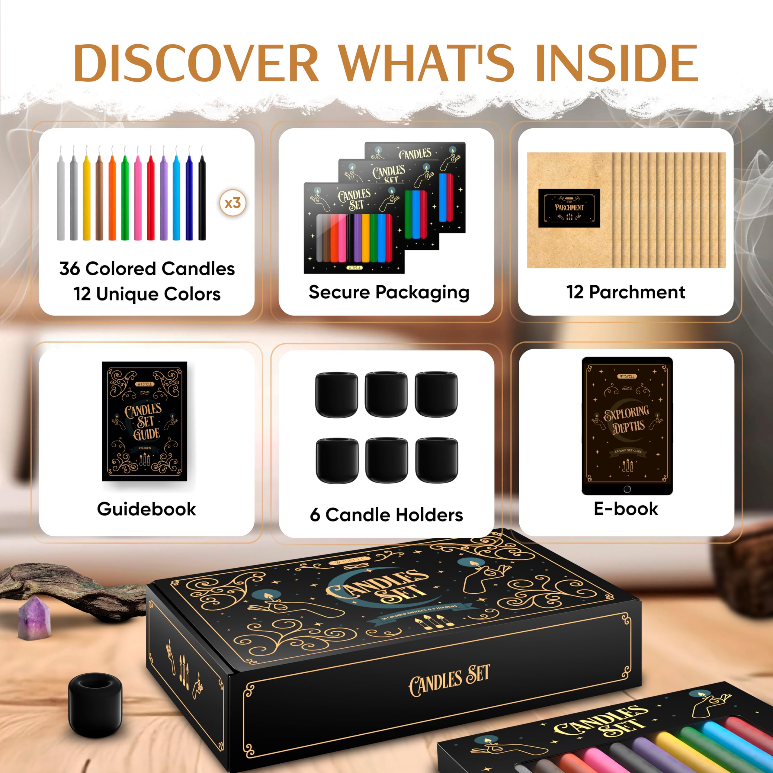 Wyspell close-up showing vibrant color range and smooth candle finish for easy selection