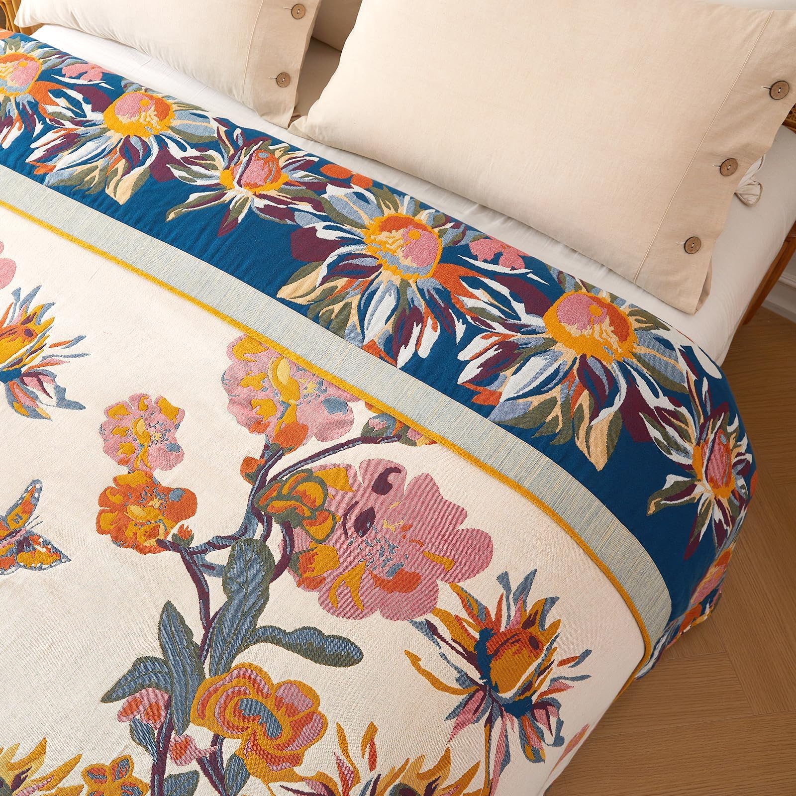 Wzvzss detailed butterfly and floral print showing vibrant reversible design