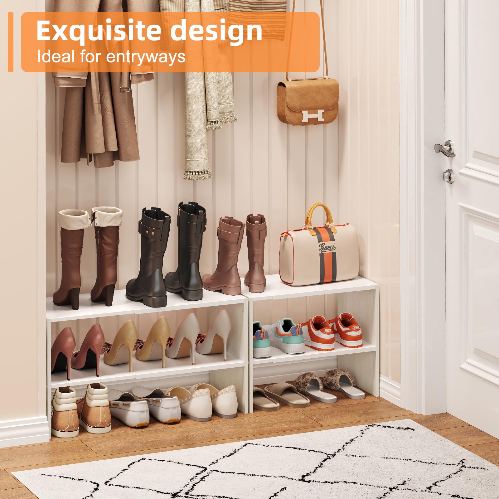 X-cosrack expandable length demonstration showing brand fitting various widths