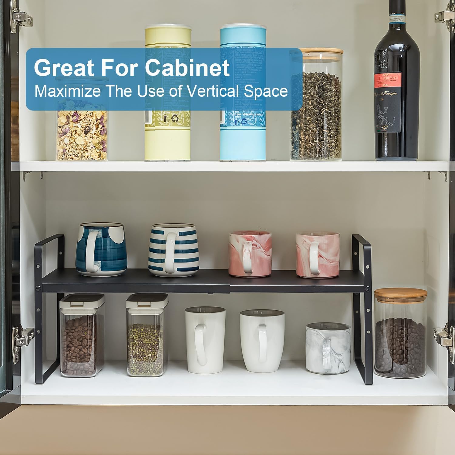 X-cosrack used as countertop coffee station for tidy beverage storage