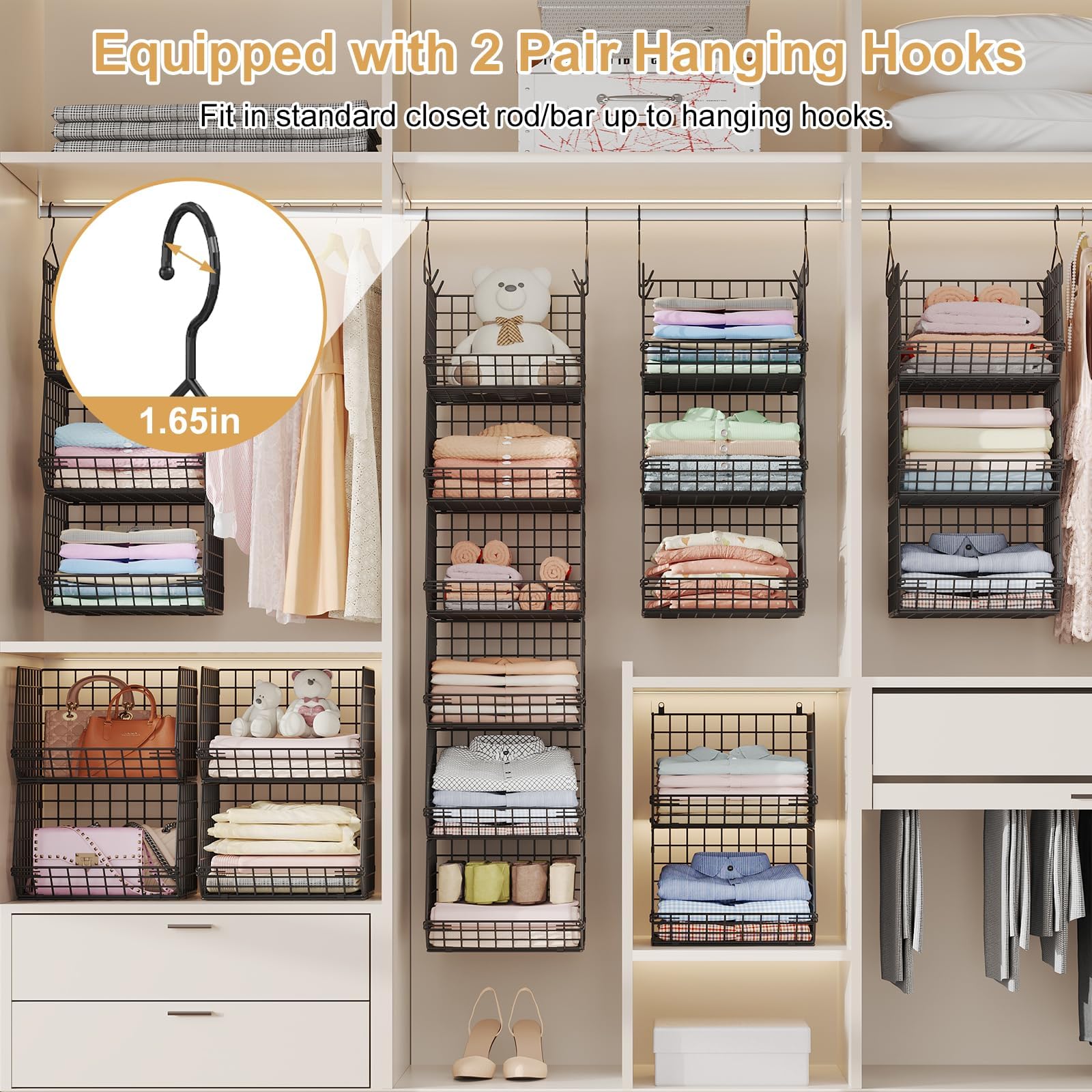 X-cosrack folded baskets flat for compact, out-of-season storage