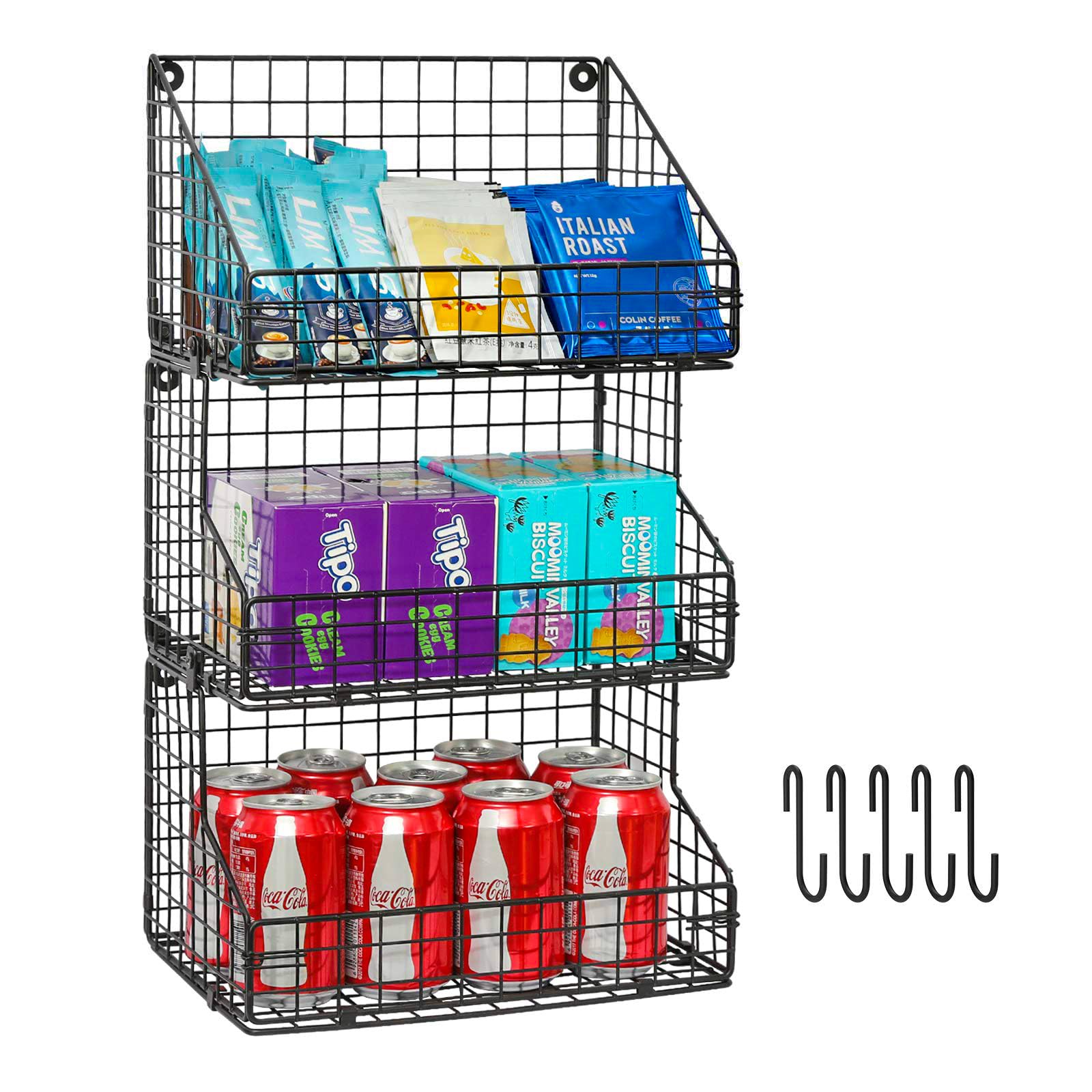 X-cosrack front view assembled showing three tiers and storage benefit