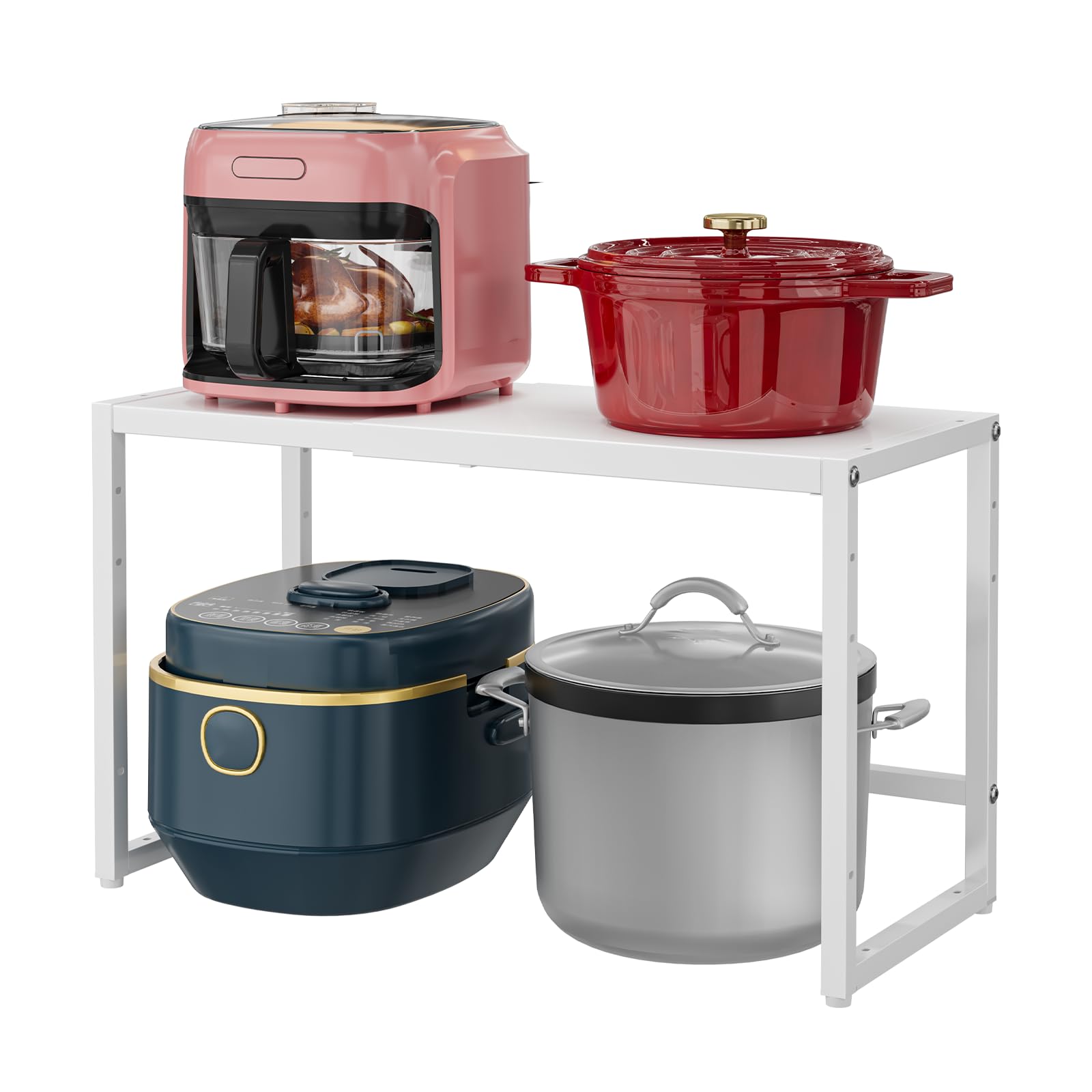 X-cosrack front view showing expandable shelf for versatile storage