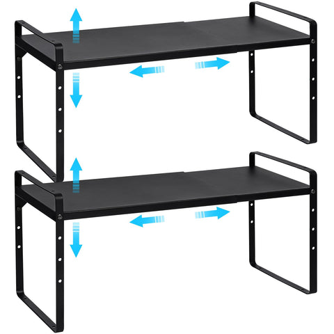 X-cosrack front view of two shelves showing compact storage benefit