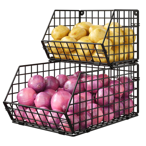 X-cosrack front view showing two-tier storage and organized countertop benefits