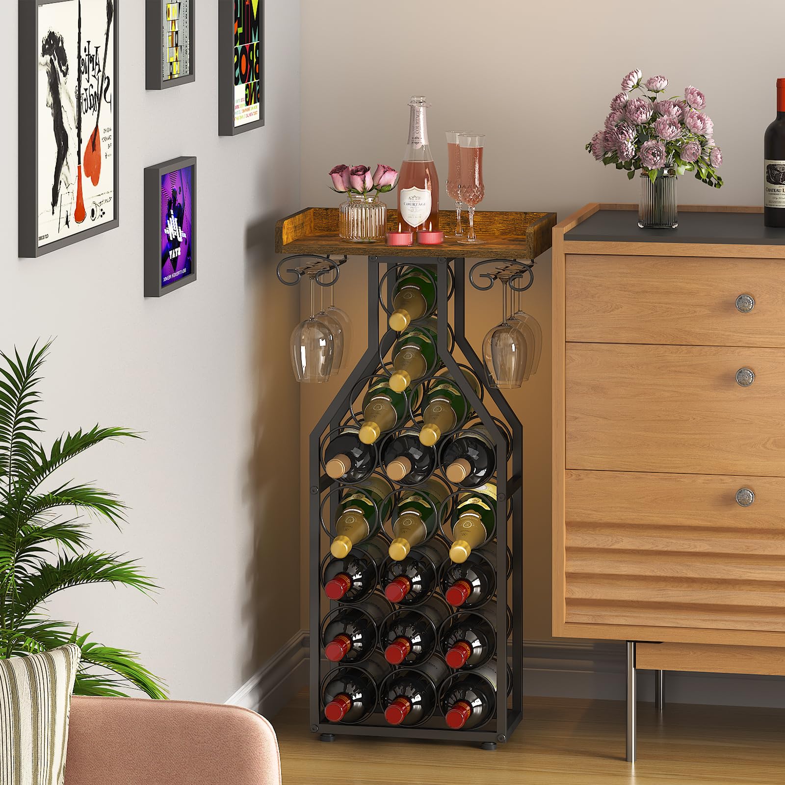 X-cosrack glass holder detail with hanging stemware for easy access