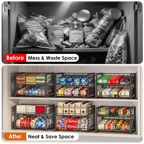x-cosrack in pantry lifestyle with snacks benefit: creates orderly shelves