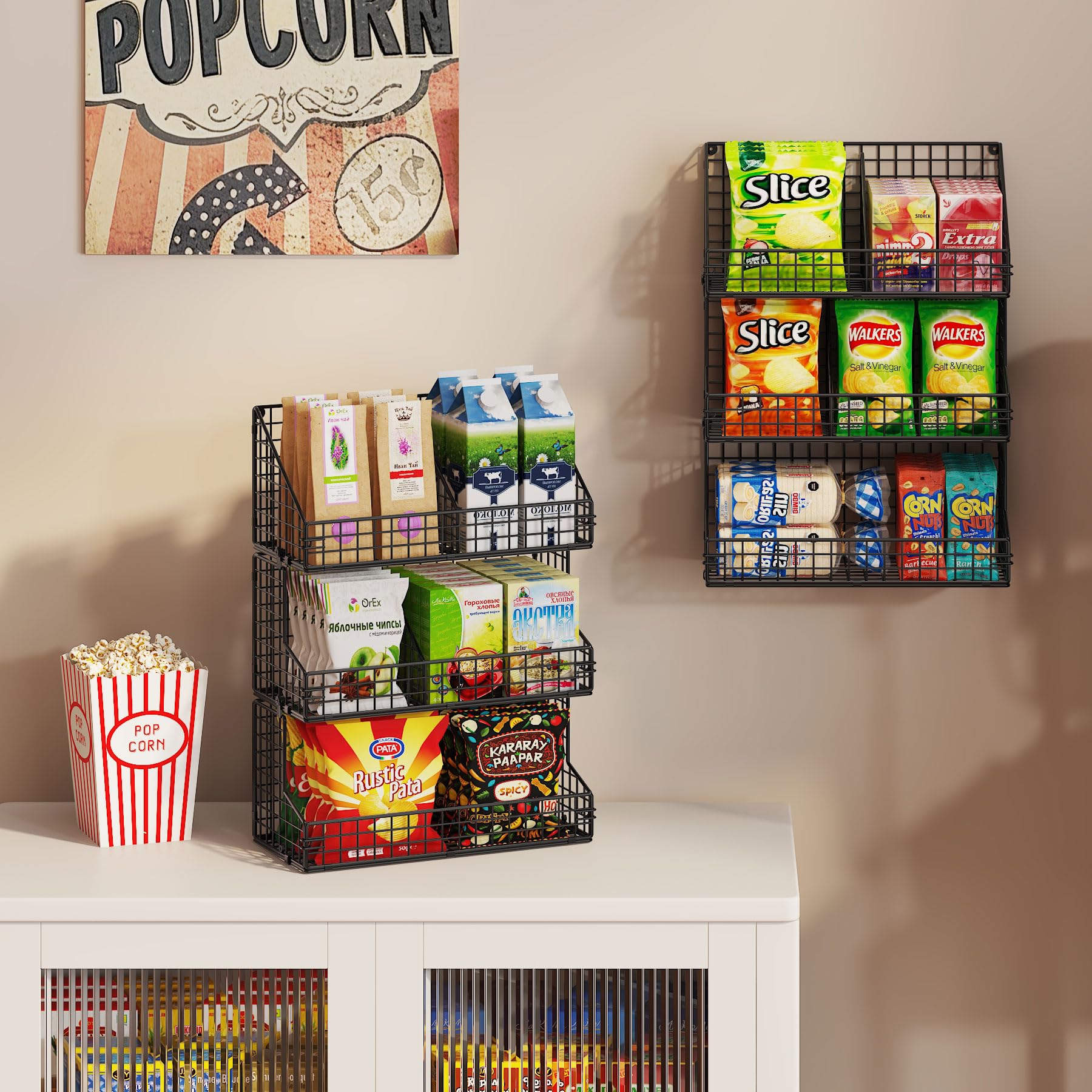 X-cosrack mounted on wall displaying vertical space saving benefit