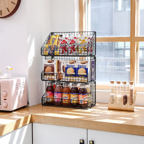 X-cosrack in an office breakroom organizing bars and condiments benefit