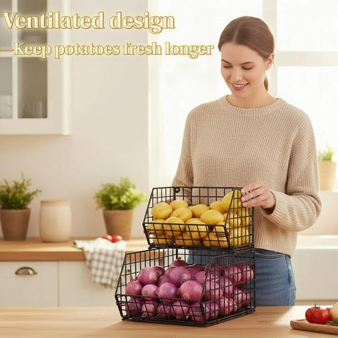 X-cosrack holding onions and fruit demonstrating versatile multi-use storage