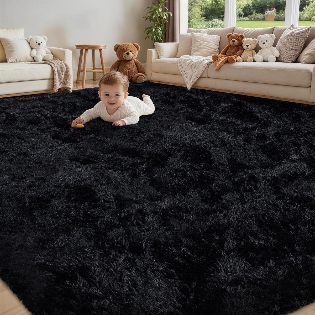 Xafir front view living room rug showing plush comfort and modern style