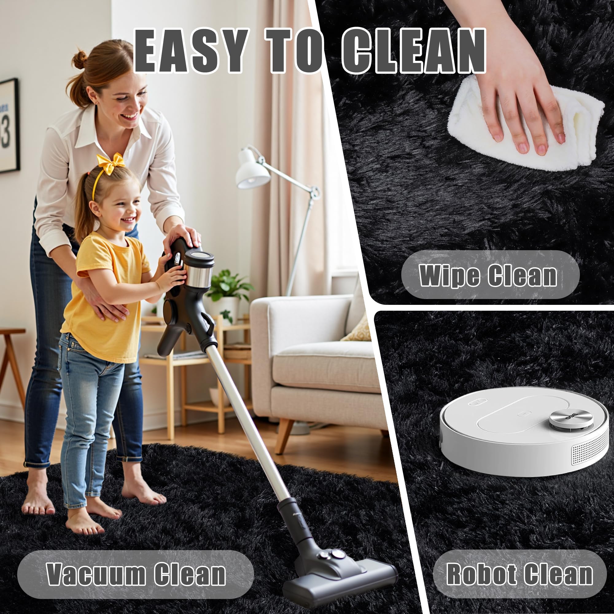 Xafir rug with child and pet showing safe non-slip use and comfort