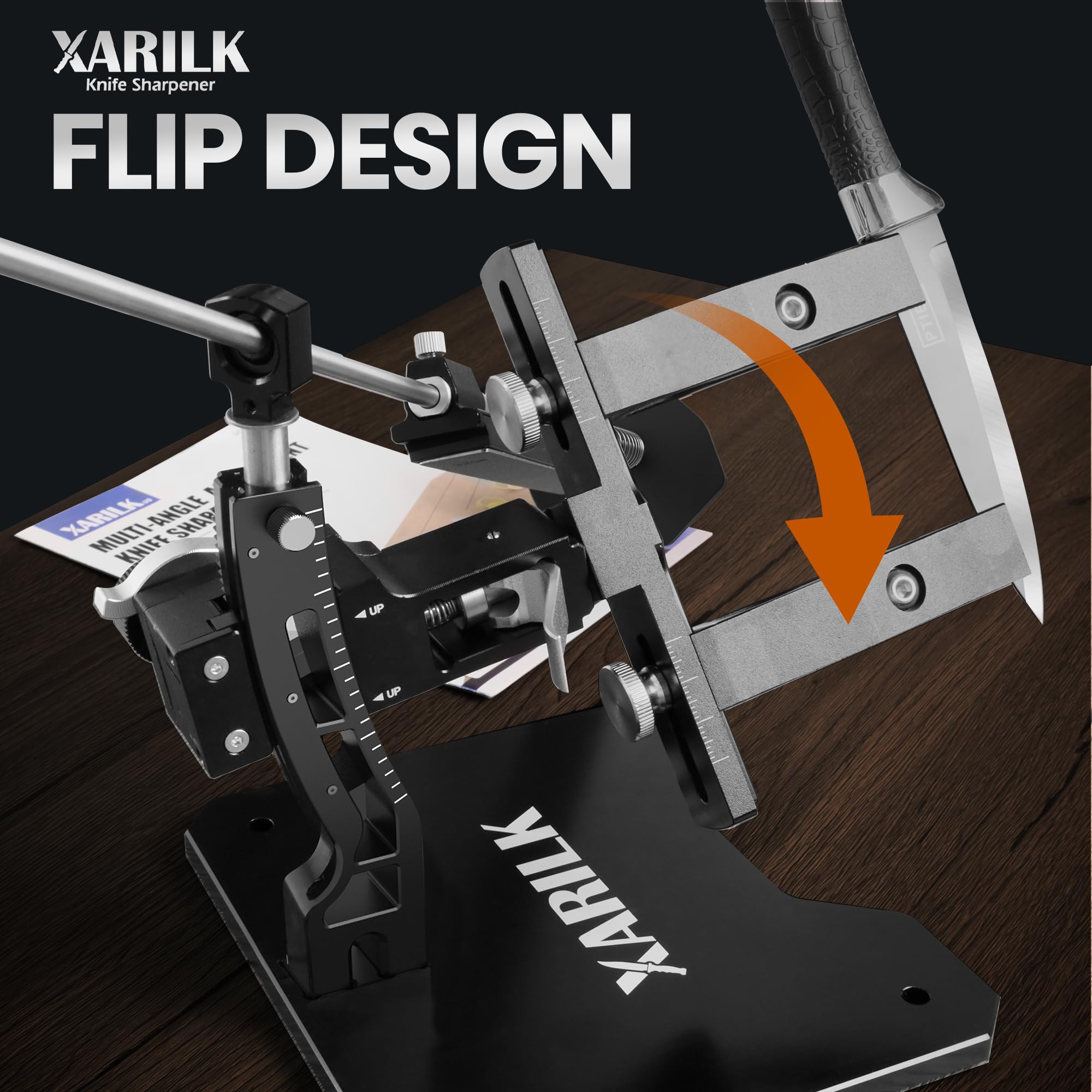 XARILK angle guide detail illustrating precise adjustment for repeatable bevels