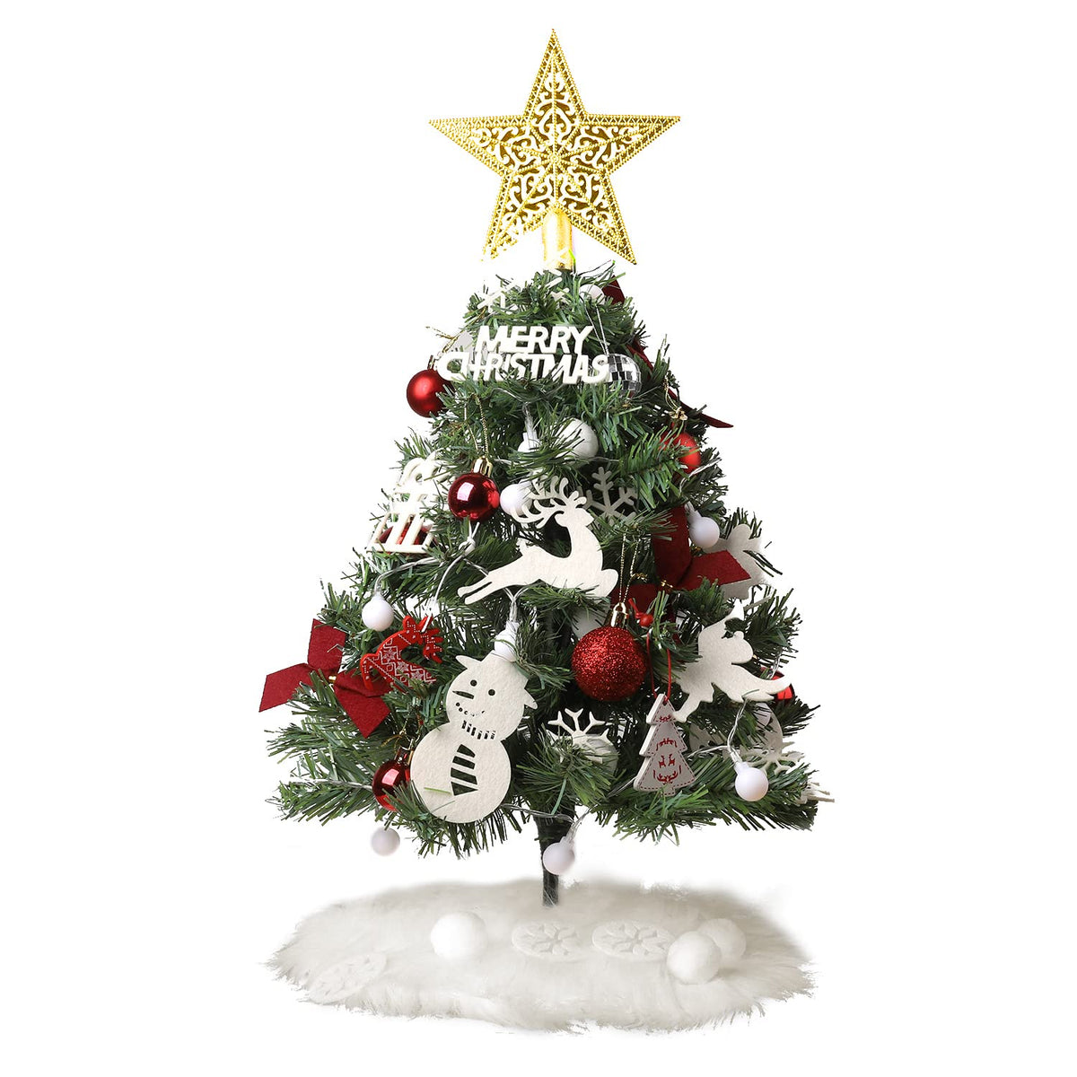 Xavase front view of pre-decorated mini tree showing ready-to-use look and charm
