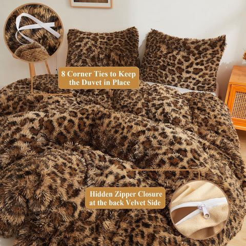 XeGe cheetah pillows and folded edge shows coordinated look and texture