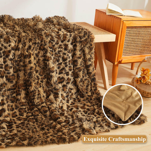 XeGe throw draped on sofa showcasing leopard print accent in living room