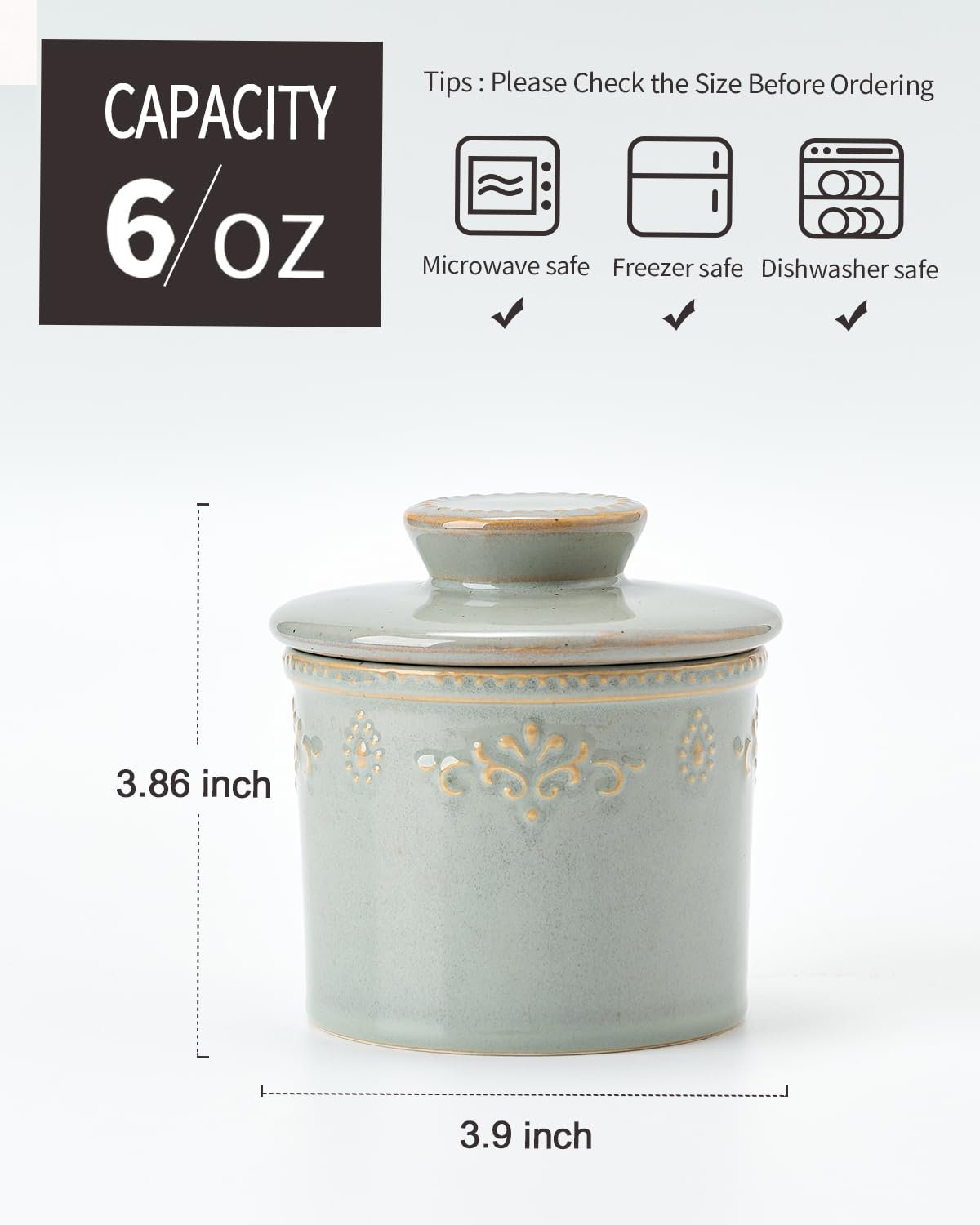 XELA butter crock open with butter packed in lid showing easy setup and freshness