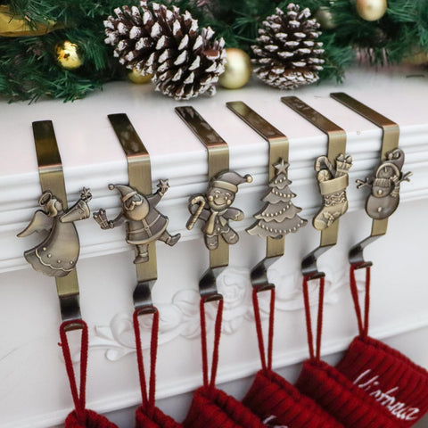 XENTUMI bronze stocking holders front view showing festive designs and sturdiness