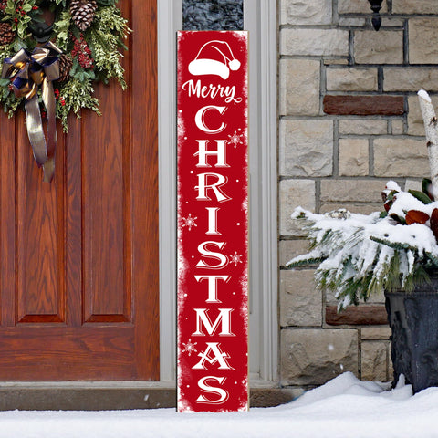 Xeubiou front view porch sign showing festive Merry Christmas greeting and red background benefits curb appeal