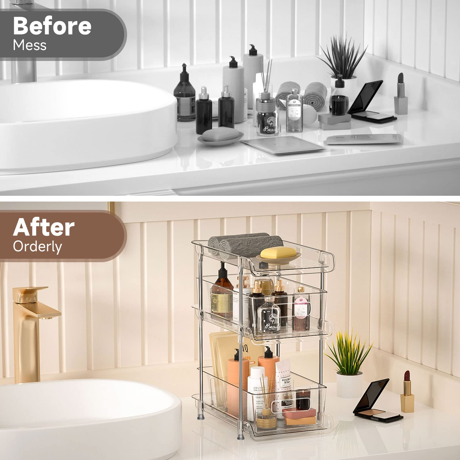 XIANKE under sink with cleaning supplies maximizing cabinet use