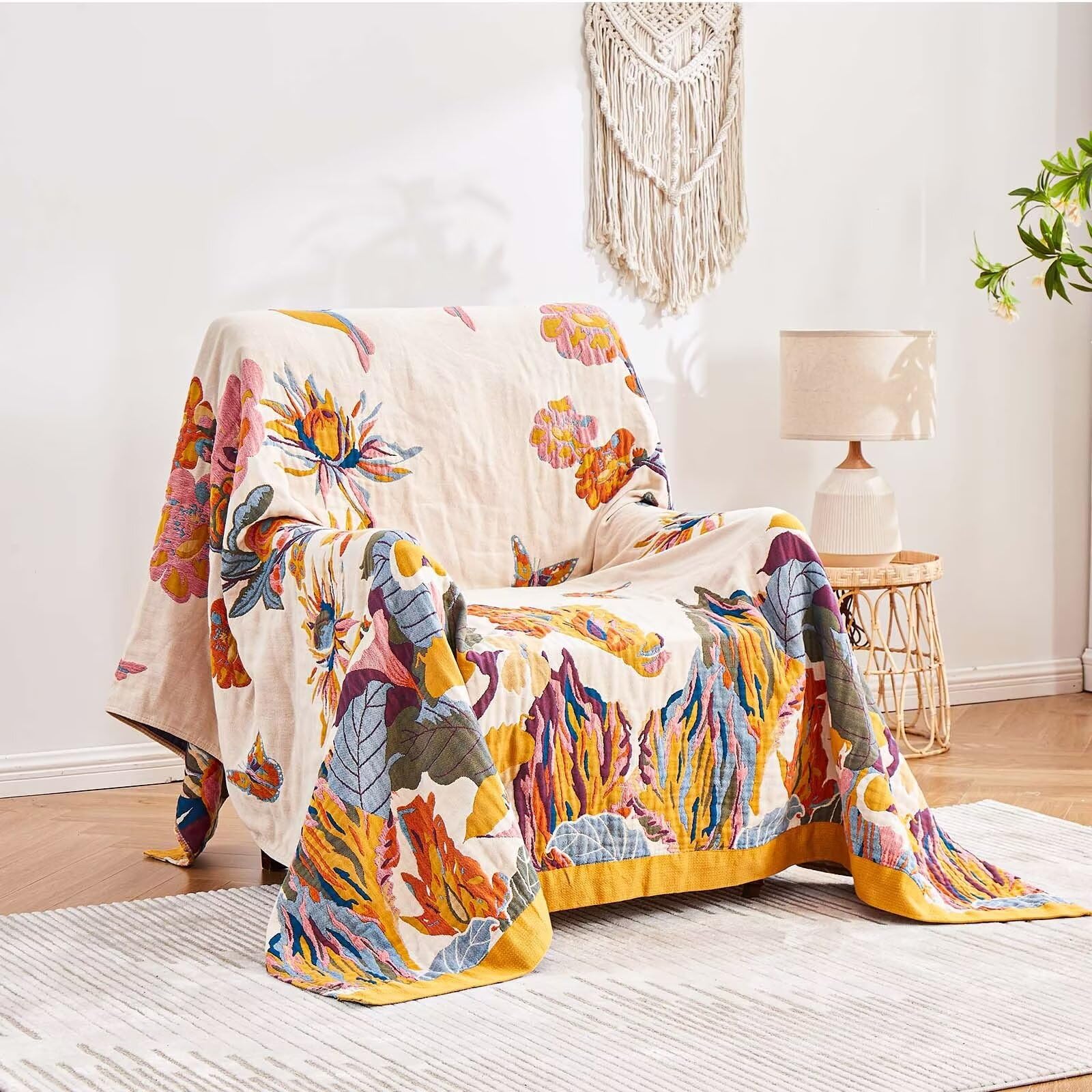 XIBLC throw folded detail highlighting neat edges and soft cotton feel