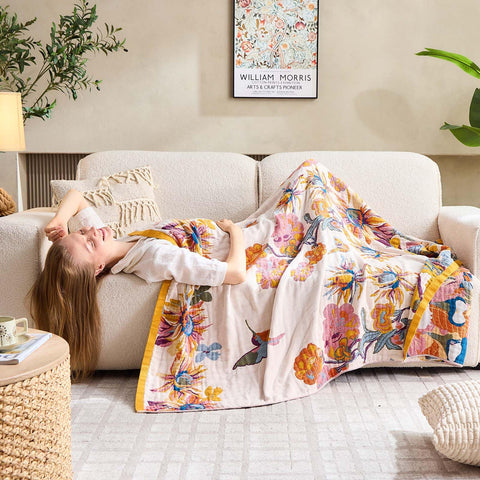 XIBLC throw on queen bed adding farmhouse charm and layered warmth