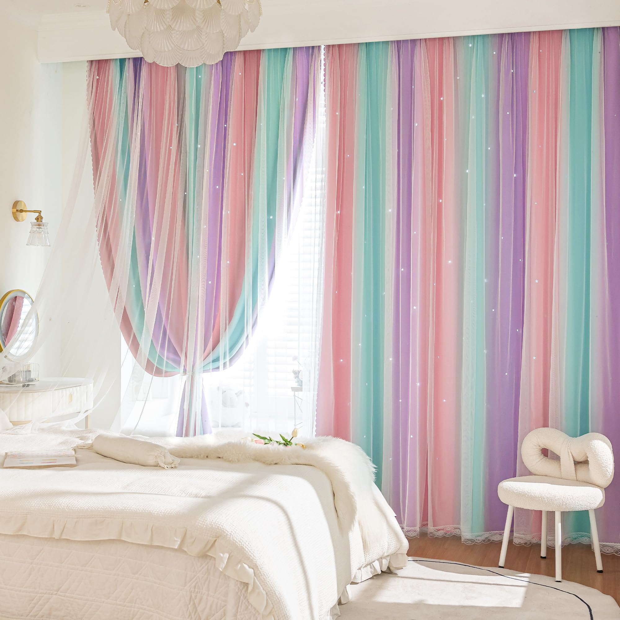 XiDi curtains in kids room staged to show how they transform decor